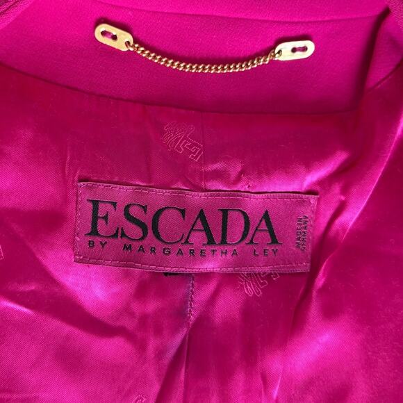 Escada Margaretha Ley Wool Blazer Jacket Pink Stand Collar Button Front Medium - Picture 10 of 15